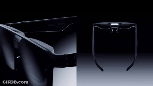 A Pair Of Black Glasses With The Word Real On Them GIF
