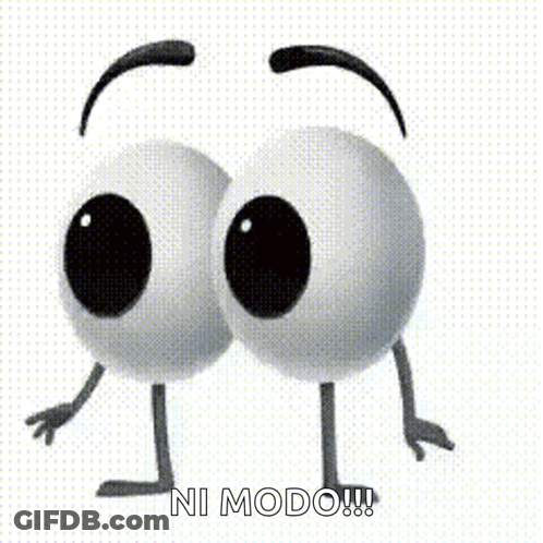 A Pair Of Cartoon Eyes With Arms And Legs And The Words `` Ni Modo '' Below Them . GIF