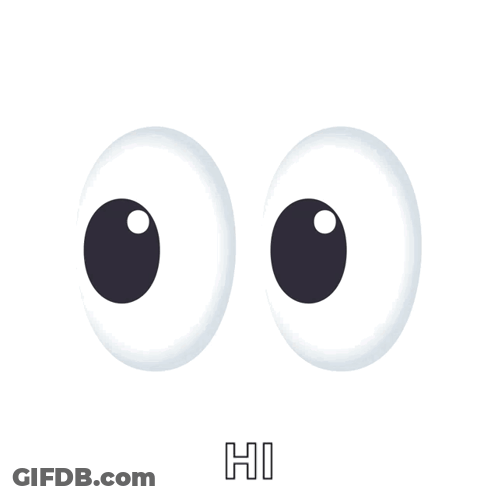 A Pair Of Cartoon Eyes With The Letters Hi Behind Them GIF