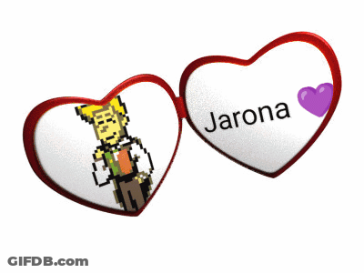 A Pair Of Heart Shaped Glasses With Jarona Written On The Front GIF