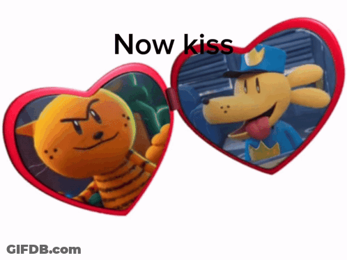 A Pair Of Heart Shaped Sunglasses With A Cat And A Dog On Them GIF
