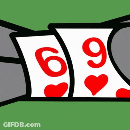 A Pair Of Playing Cards With The Numbers 6 And 9 GIF