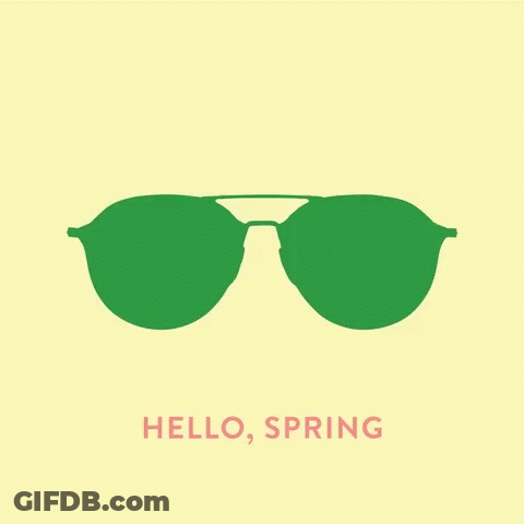 A Pair Of Sunglasses With Flowers On Them And The Words Hello Spring Below It GIF