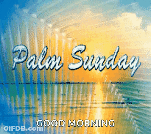 A Palm Sunday Good Morning Greeting Card With A Sunset In The Background GIF