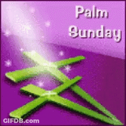 A Palm Sunday Greeting Card With A Green Cross GIF