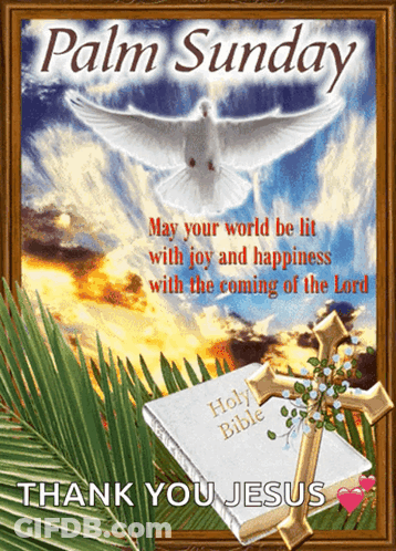 A Palm Sunday Greeting With A Dove And A Bible GIF