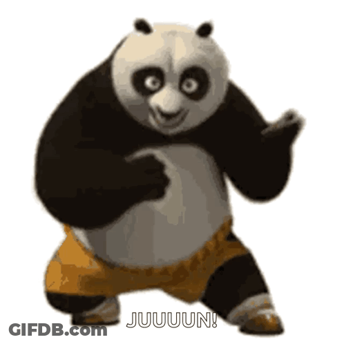 A Panda Bear From Kung Fu Panda Is Dancing And Says Juuuuun ! GIF