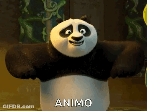 A Panda Bear From Kung Fu Panda Is Standing With His Arms Outstretched GIF