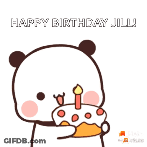 Panda Blowing Candle On Birthday Cake Happy Birthday Jill GIF