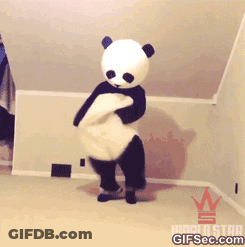 A Panda Bear Is Dancing In A Room With A Gifsec.com Logo In The Corner GIF