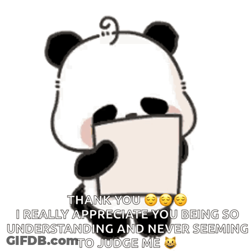 A Panda Bear Is Holding A Card With A Heart On It GIF