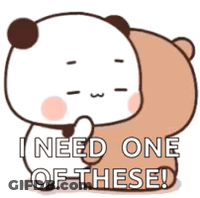 A Panda Bear Is Hugging A Brown Bear And Saying `` I Need One Of These '' . GIF