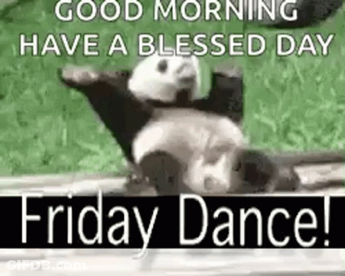 A Panda Bear Is Laying On Its Back In The Grass With Its Arms Outstretched On A Friday Dance . GIF