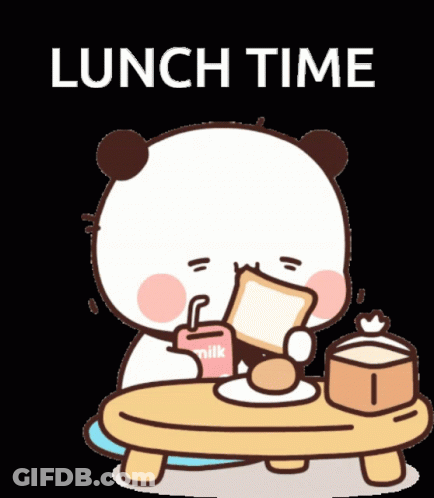 A Panda Bear Is Sitting At A Table Eating Toast And Drinking Milk GIF