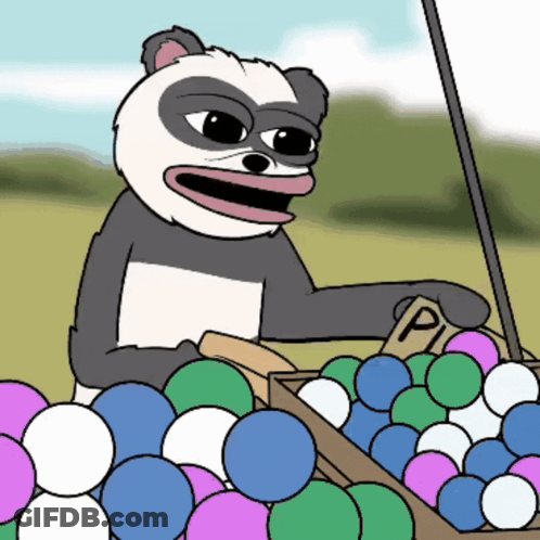 Panda Sitting In Ball Box With Pi Sign GIF
