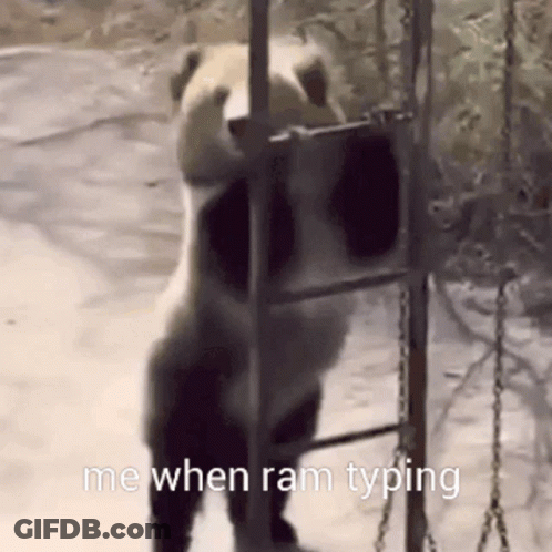 A Panda Bear Is Standing On Its Hind Legs In A Cage With A Ladder . GIF