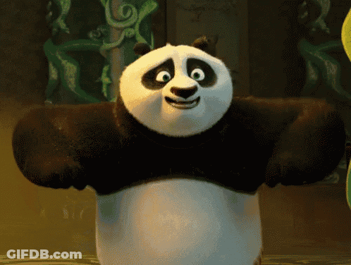 A Panda Bear Is Standing With Its Arms Outstretched GIF