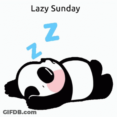 A Panda Bear Laying Down With The Words Lazy Sunday Written Above It GIF