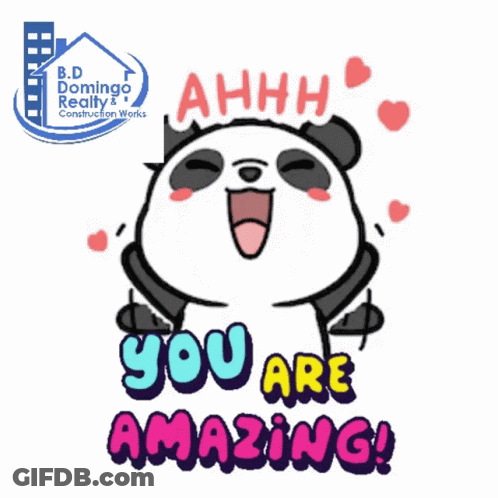 A Panda Bear Says Ahhh You Are Amazing On A White Background GIF