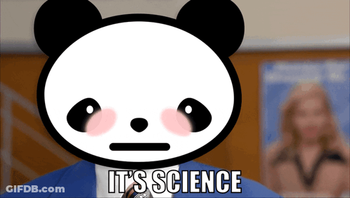 A Panda Bear Says It 'S Science With A Woman In The Background GIF