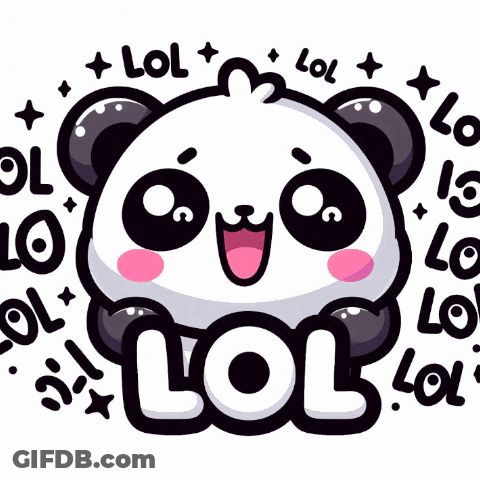A Panda Bear Surrounded By The Words Lol GIF