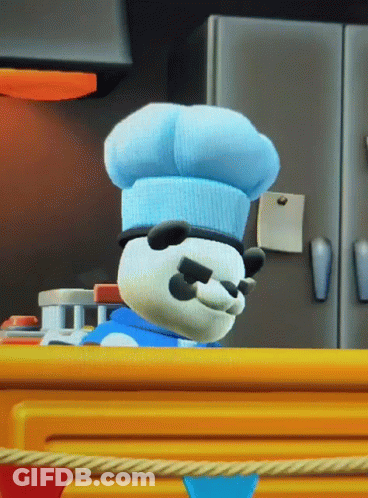 A Panda Bear Wearing A Chef Hat And Sunglasses GIF