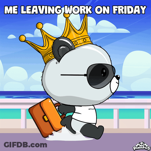 A Panda Bear Wearing A Crown And Sunglasses Is Carrying A Briefcase GIF