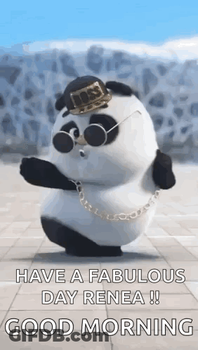 A Panda Bear Wearing A Hat , Sunglasses , And A Chain Is Dancing . GIF