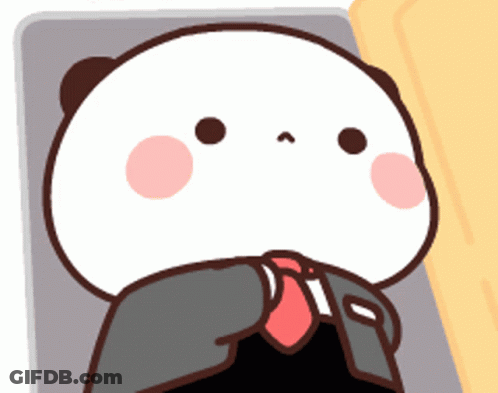 A Panda Bear Wearing A Suit And Tie Is Laying Down GIF