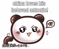 A Panda Bear With A Speech Bubble That Says China Loves His Beloved Antonio ! GIF
