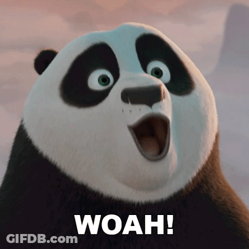 A Panda Bear With A Surprised Look On Its Face And The Words Woah Below It GIF