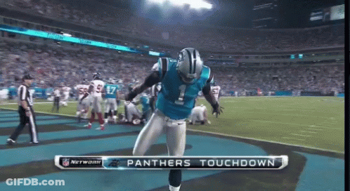 A Panthers Player Celebrates A Touchdown During A Game GIF