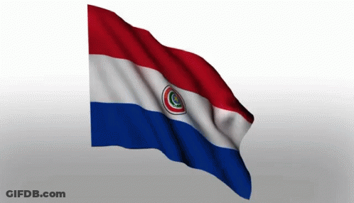 A Paraguay Flag Is Waving In The Wind With A White Background GIF