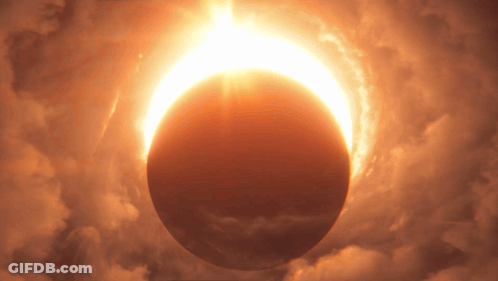 A Partial Eclipse Of The Sun With The Moon Covering The Sun GIF