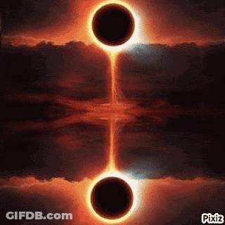 A Partial Eclipse Of The Sun With Two Black Holes In The Middle Of It . GIF