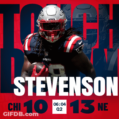 A Patriots Football Player Named Stevenson Is Running With A Ball GIF
