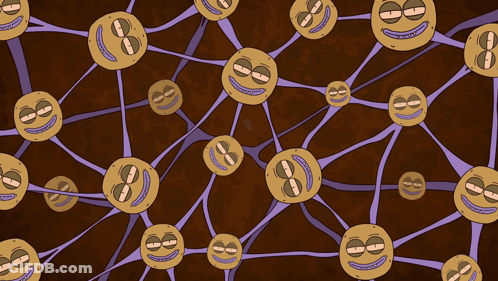 A Pattern Of Clock Faces On A Brown Background With Purple Lines GIF
