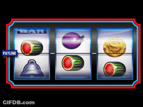 A Payline Slot Machine With Watermelons And A Bell On It GIF