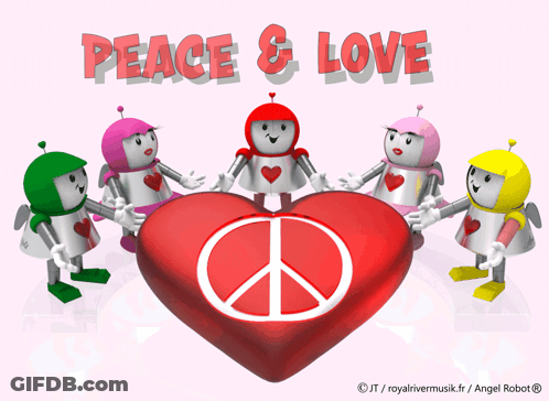 A Peace And Love Greeting Card With A Peace Sign In The Middle GIF