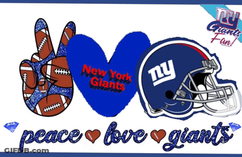 A Peace Sign And A New York Giants Helmet Are On A White Background GIF