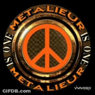 A Peace Sign In A Circle With The Words Metalieur Is One Written Around It GIF