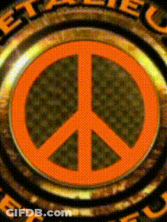 A Peace Sign Is In The Center Of A Circle GIF
