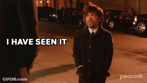 A Peacock Ad Shows A Man In A Suit And Tie Saying I Have Seen It GIF