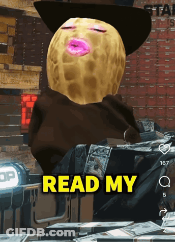 A Peanut Wearing A Cowboy Hat Has A Pink Lip And The Words Read My Below It GIF