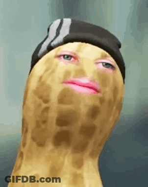 A Peanut With A Pink Lip And A Hat On . GIF