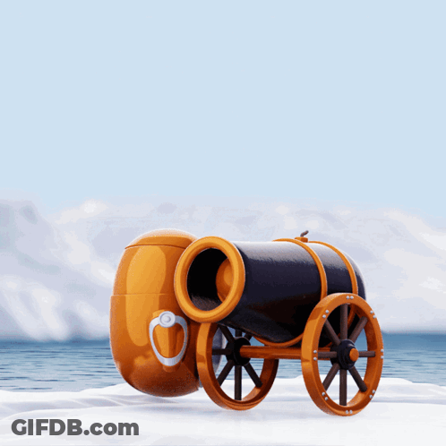 A Penguin Cannon With The Words Send Pengs Written Above It GIF