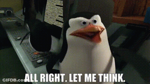 A Penguin From Madagascar Is Standing In Front Of A Computer And Says All Right Let Me Think . GIF