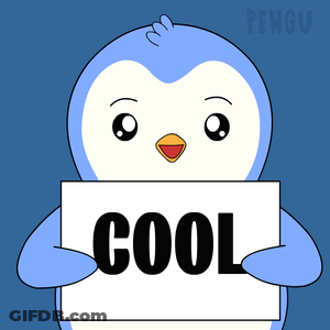 A Penguin Holds A Sign That Says Cool GIF