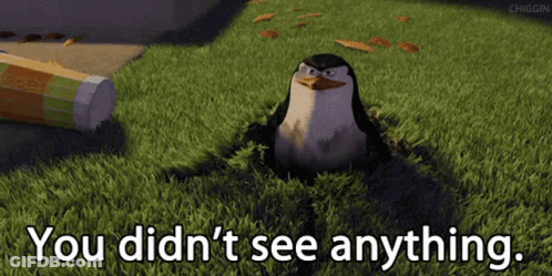 A Penguin In A Hole With The Words You Did N't See Anything Below It GIF
