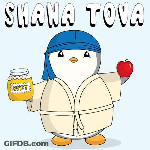 A Penguin In A Robe Is Holding A Jar Of Honey GIF